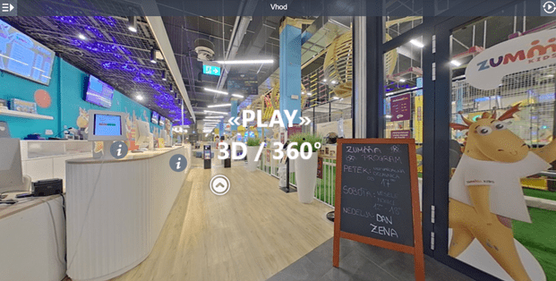 Virtualni 3D sprehod, tematske sobe za praznovanje rojstnih dni, igralnico za najmlajše